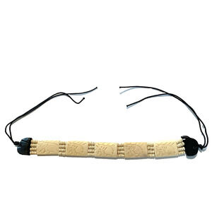Vintage Bone Choker Necklace 4 Strands Black/Dark Brown Leather Ties Ethnic